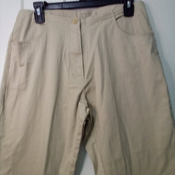 Bit & Bridle Capri Pants Women 10 High Waist Cowboy Boot Trim Tan Khaki - Picture 5 of 15